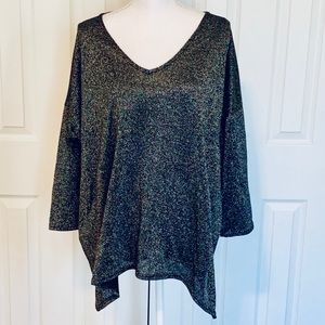 Boohoo Metallic Sparkly Asymmetrical Blouse